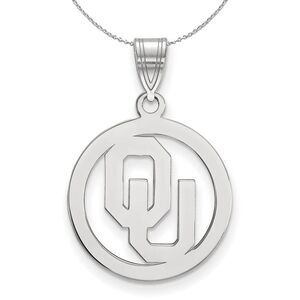 Sterling Silver U. of Oklahoma Small Circle Necklace - 24 Inch
